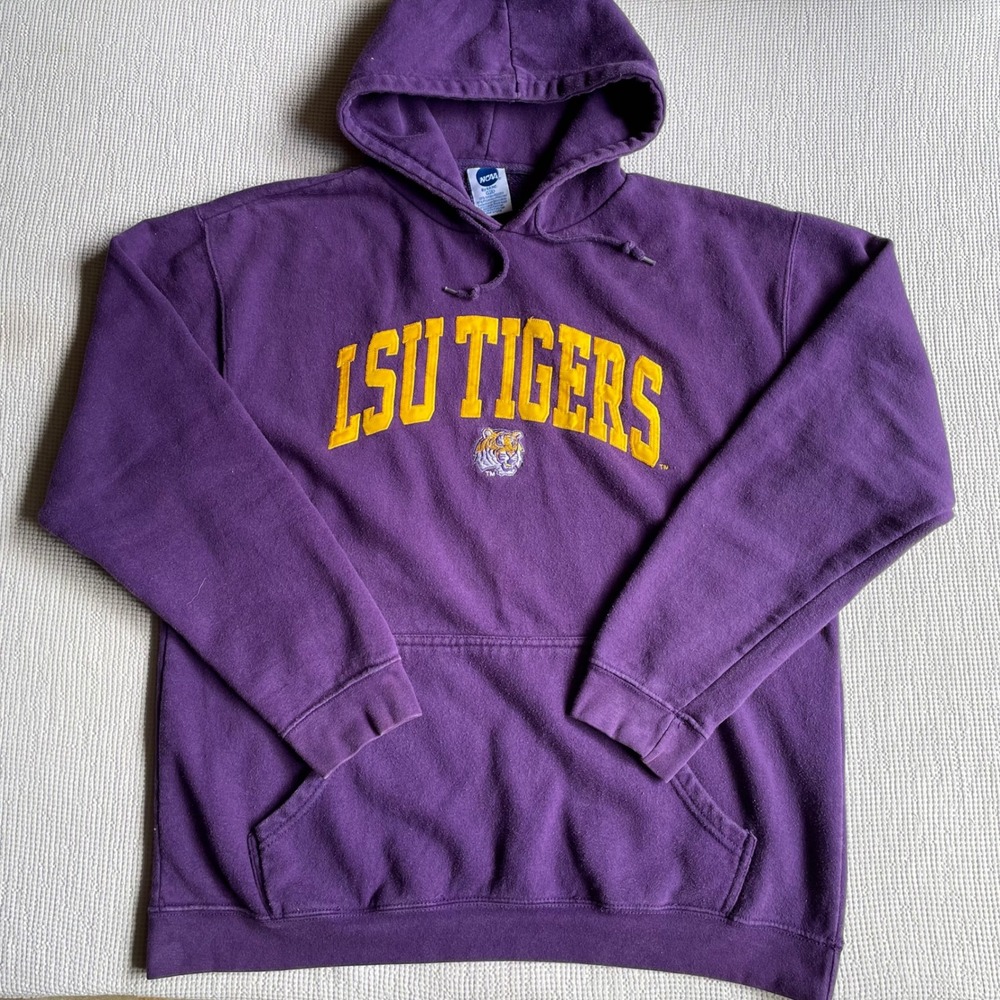 LSU Tigers Hoodie Large Purple Gold NCAA Embroidered Pullover